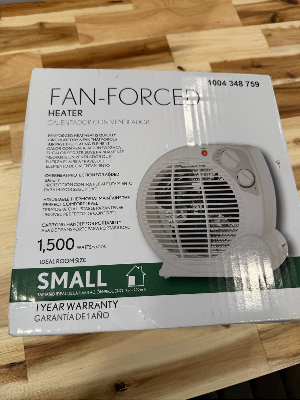 Pelonis 1500 Watt electric Small Fan-Forced portable Heater in White